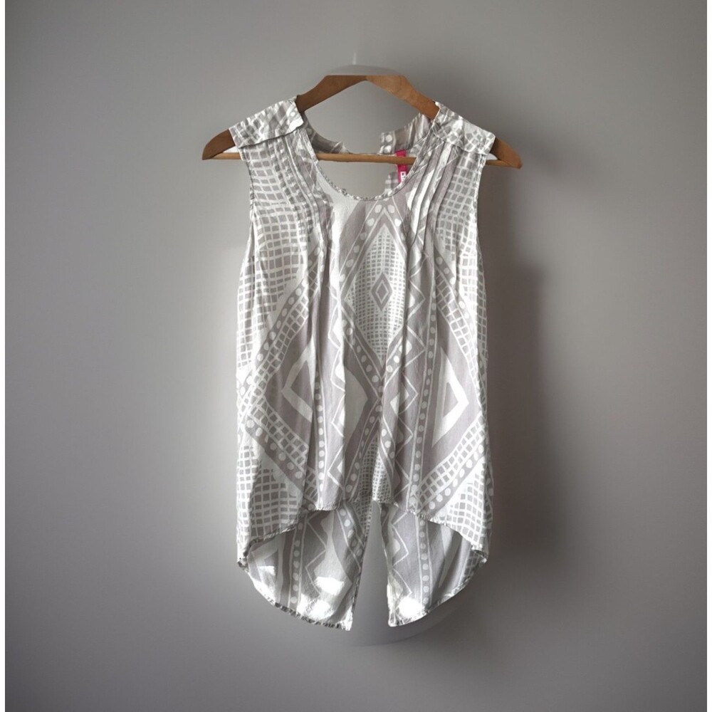 plenty by tracy reese geometric print tunic blouse sleeveless boho draped xs